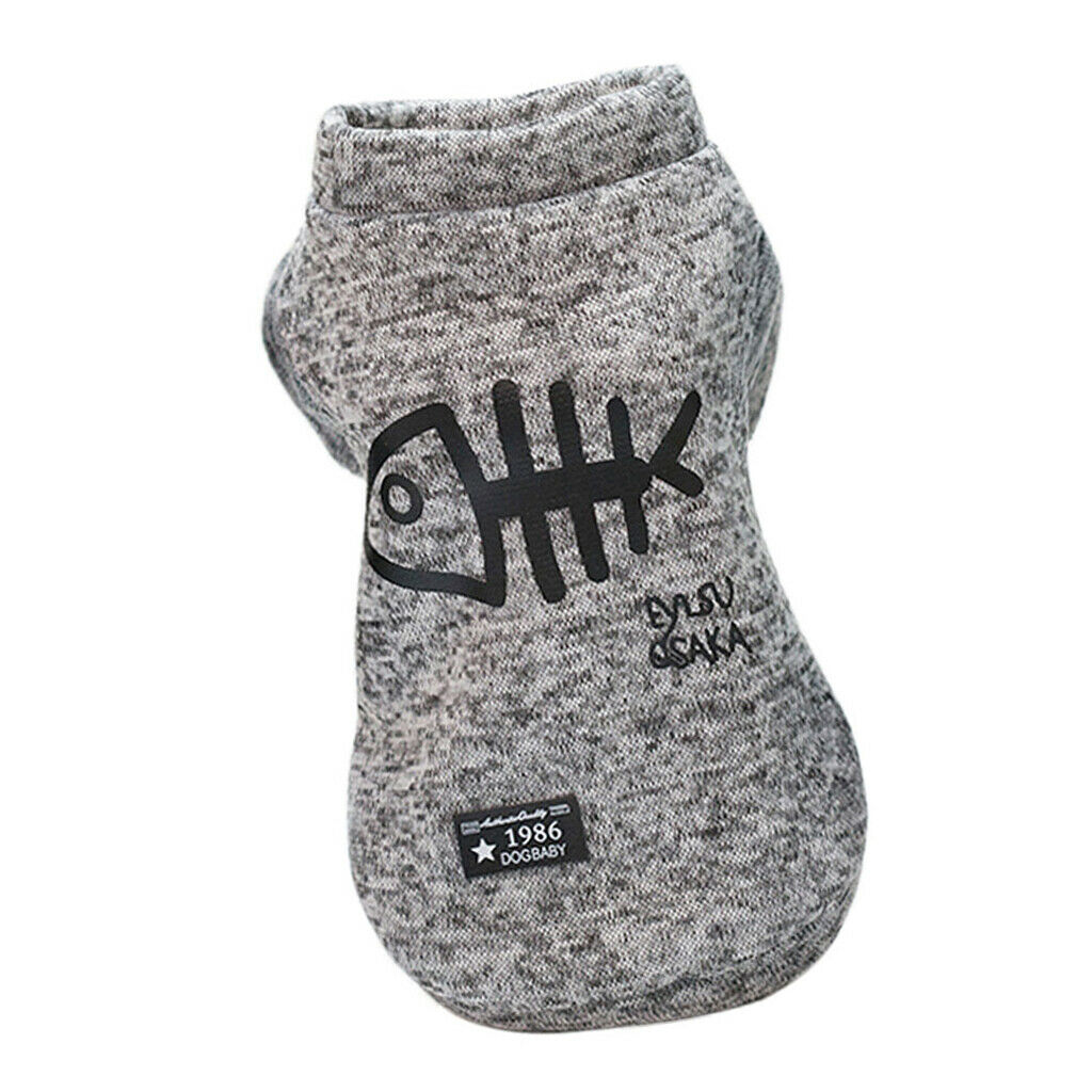 Pet Dog Cat Puppy Winter Sweater with Button Casual Clothes Gray S