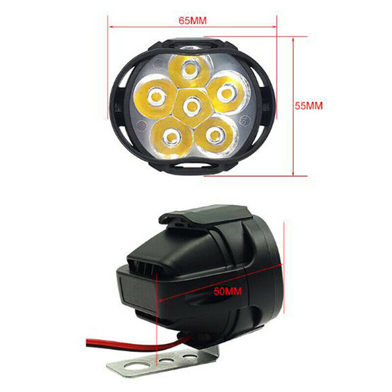 2Pcs 6LED White Motorcycle Headlight Spot Light DRL Driving Fog Lamp WaterpDD