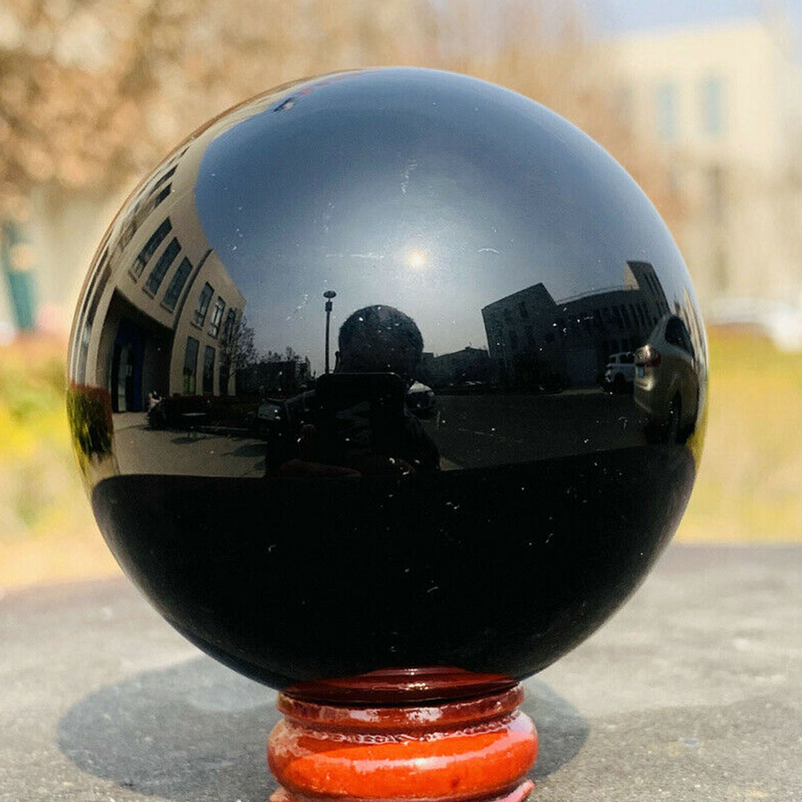 Asian Natural Black Obsidian Sphere Large Crystal Ball Healing Stone Lot