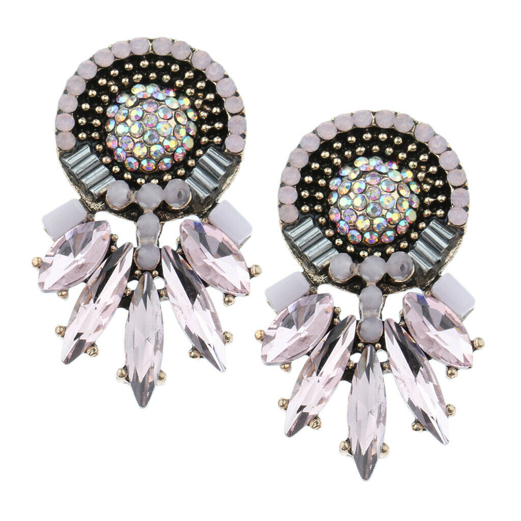 Boho Rhinestone Tassel Earrings Crystal Dangle Earrings Women Jewelry Pink