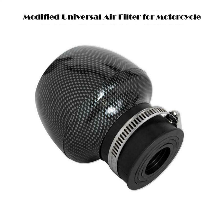 2x Straight Motorcycle Air Intake Filter Pod 28-48mm w/ Clamp Carbon Fiber Look