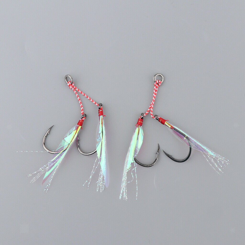 2Pcs Fishing Assist Hooks Carbon Steel Jigging Assist Fishing Hooks 16