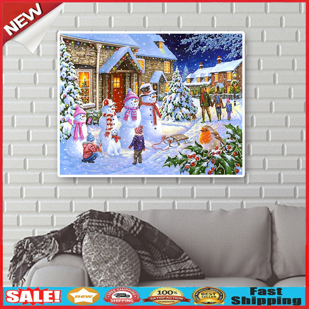 Full Drill Round Diamond Painting Christmas Cross Stitch Embroidery Craft @