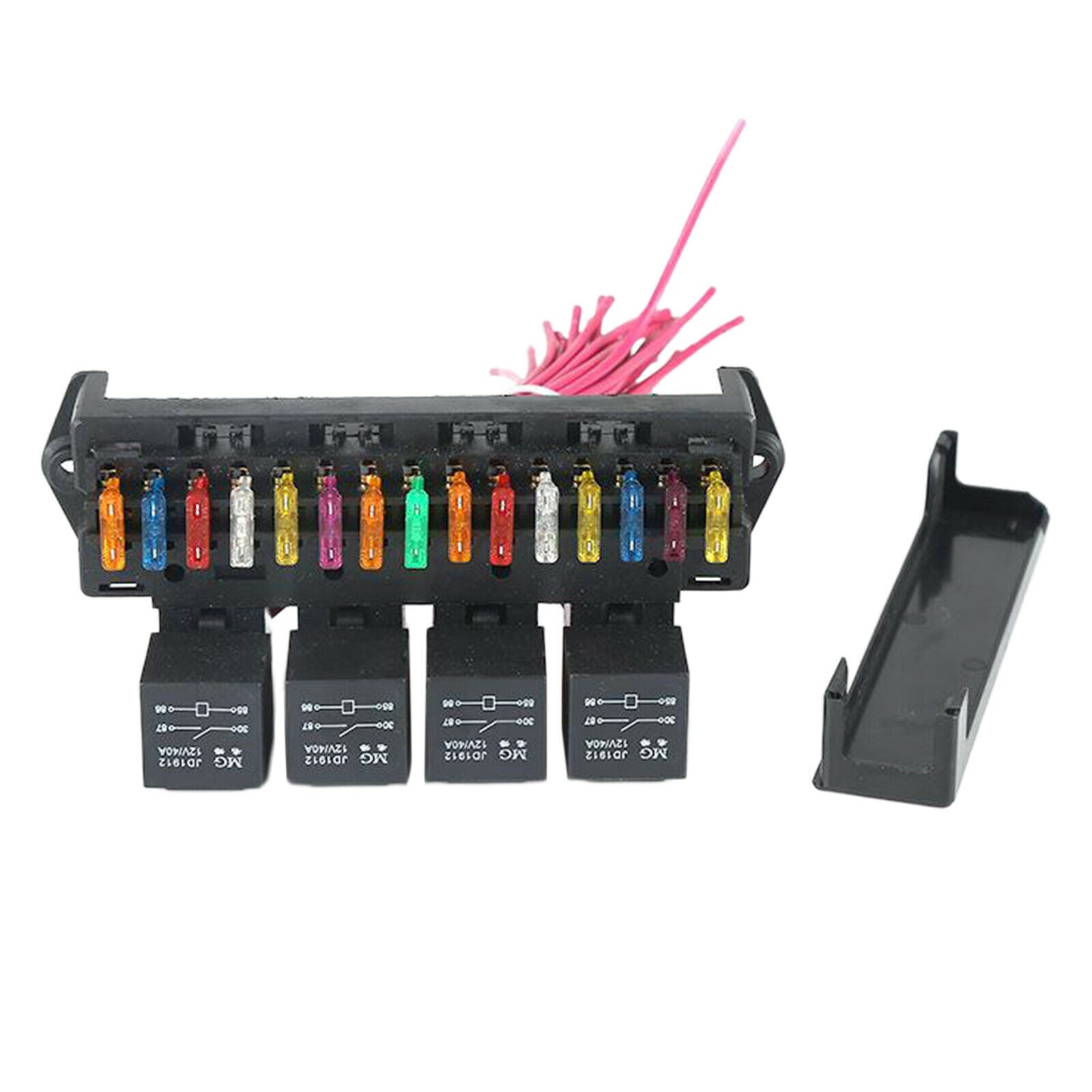 Car Boat 15-way Fuse Box Block Holder w/Relay Socket Base Wiring Harness