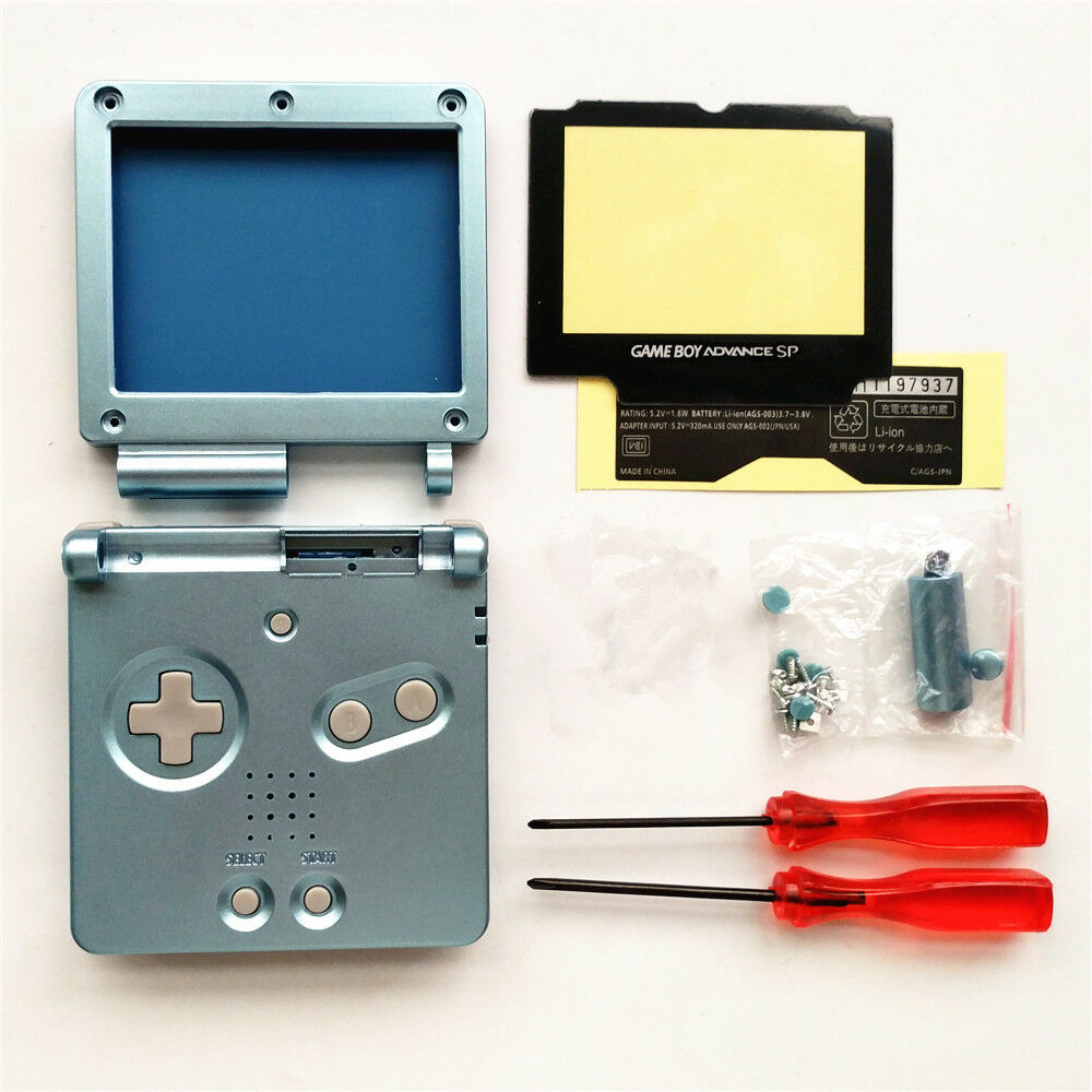 Light Blue Housing Shell Case for GBA SP Gameboy Advance - White Buttons