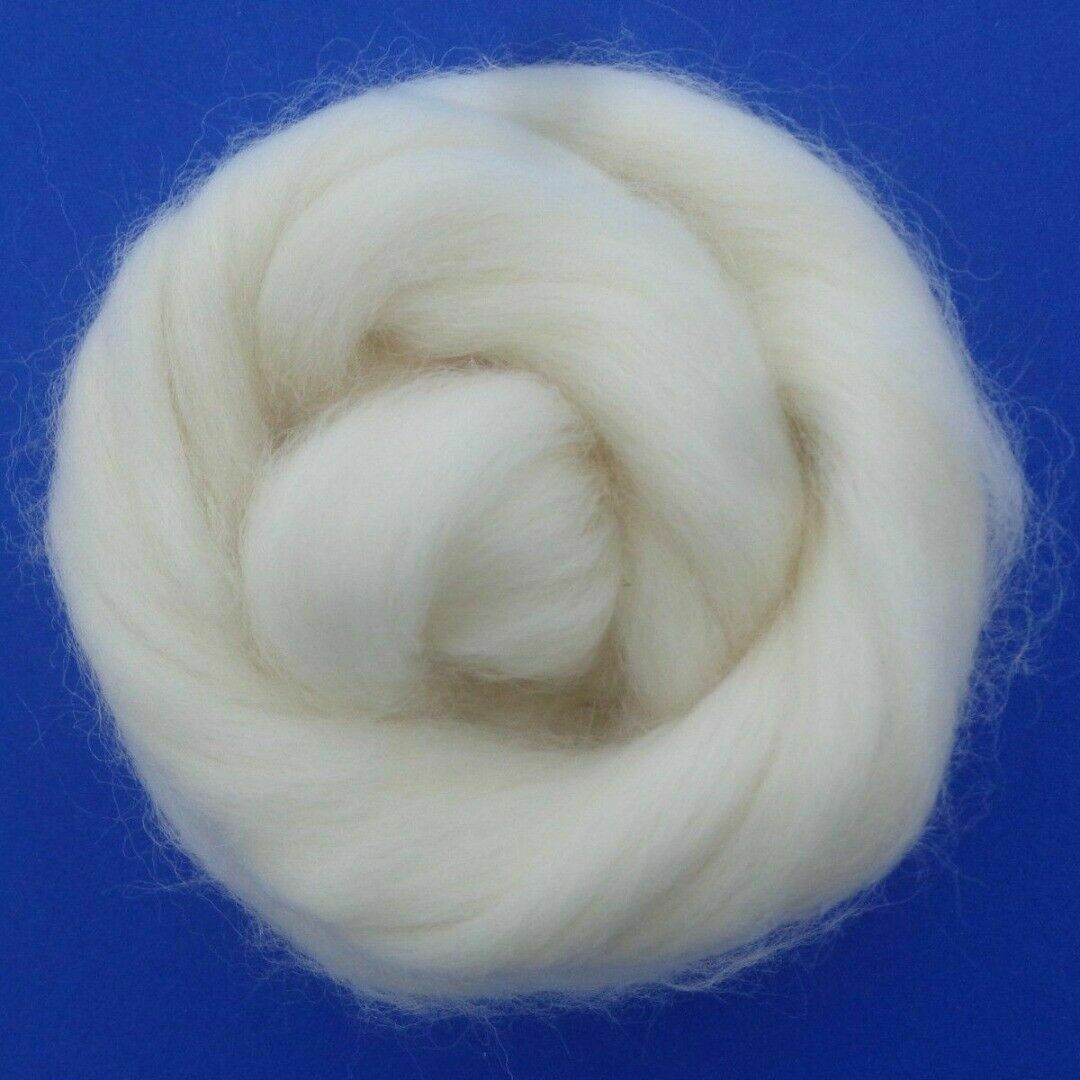 50g White Color Roving Wool Fibre Dyed Wool Tops For Needle Felting DIY Craft