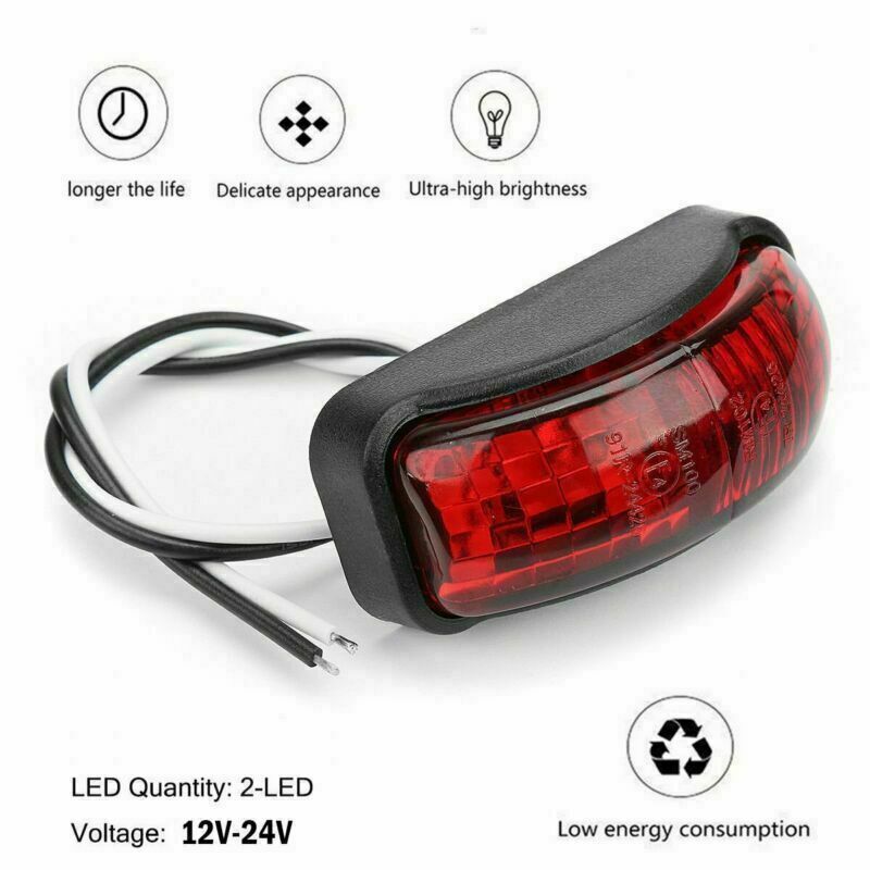 4x Red 2 LED Side Marker Light Blinker for Trailer Truck Boat 12V-24V Waterproof