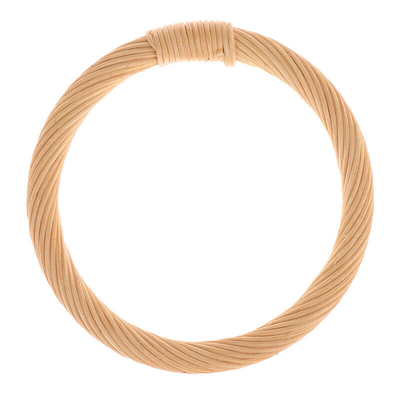 Round Weave Wooden Rattan Replacement Handle Handbag Purse Frame DIY Bag Pa Rf