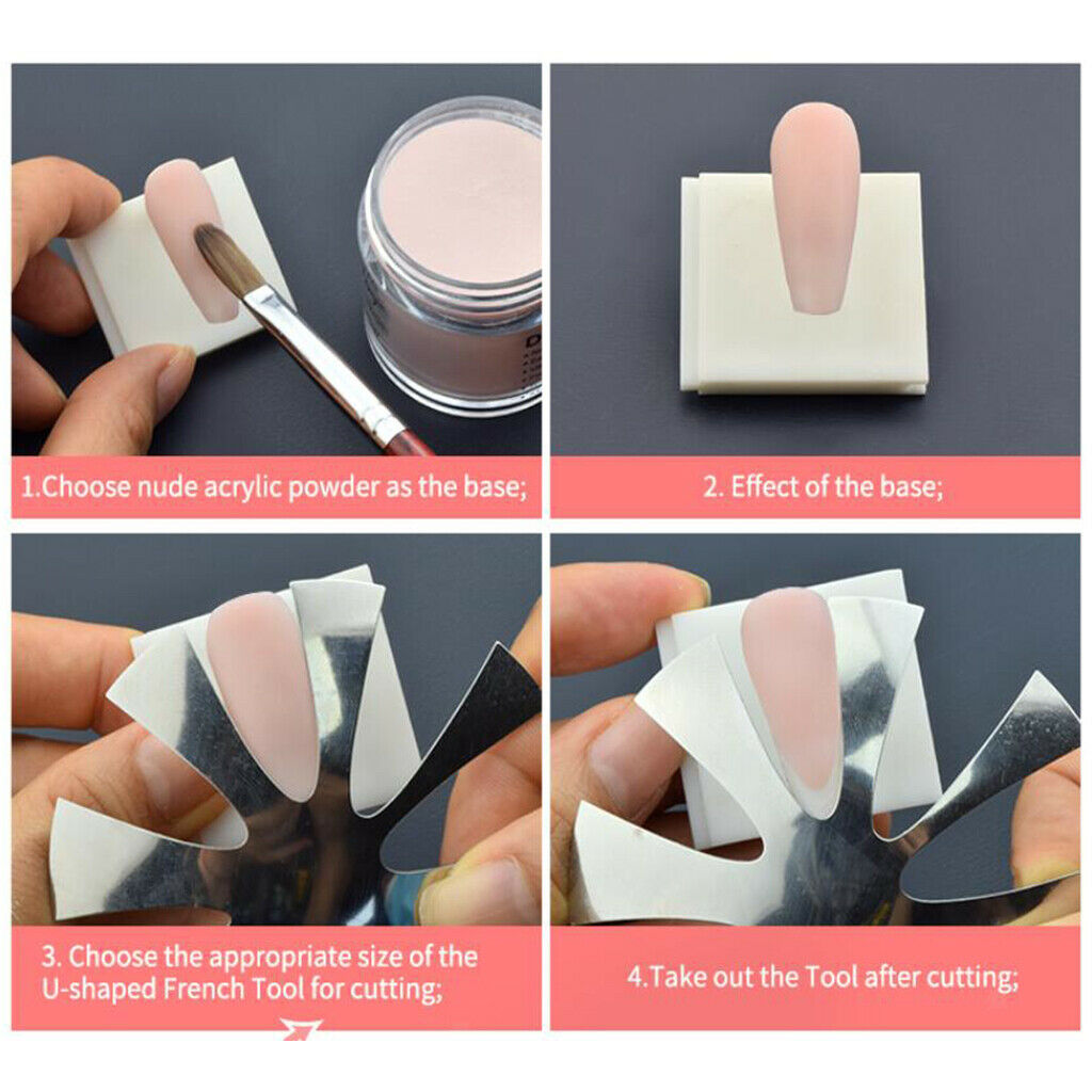 Multi-Sizes Easy French Tip Edge Stainless Steel Trimmer Stencil Nails Tools