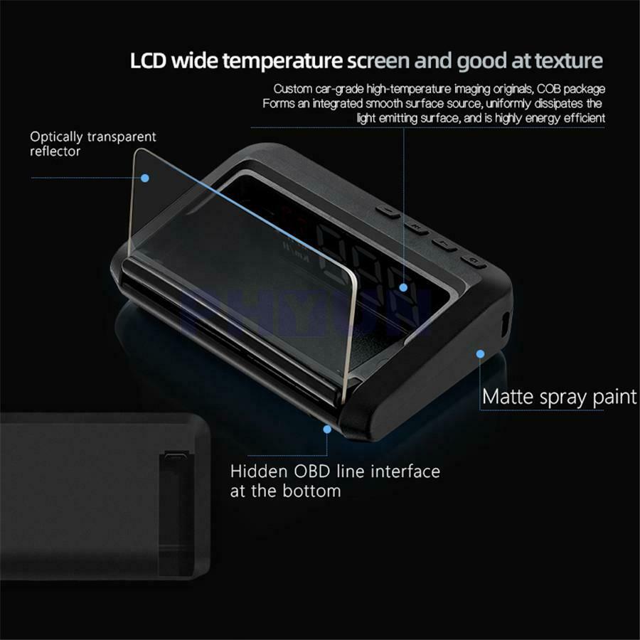 Car HUD Speedometer Head Up Display OBD2 Overspeed Tired Security Alarm KMH MPH
