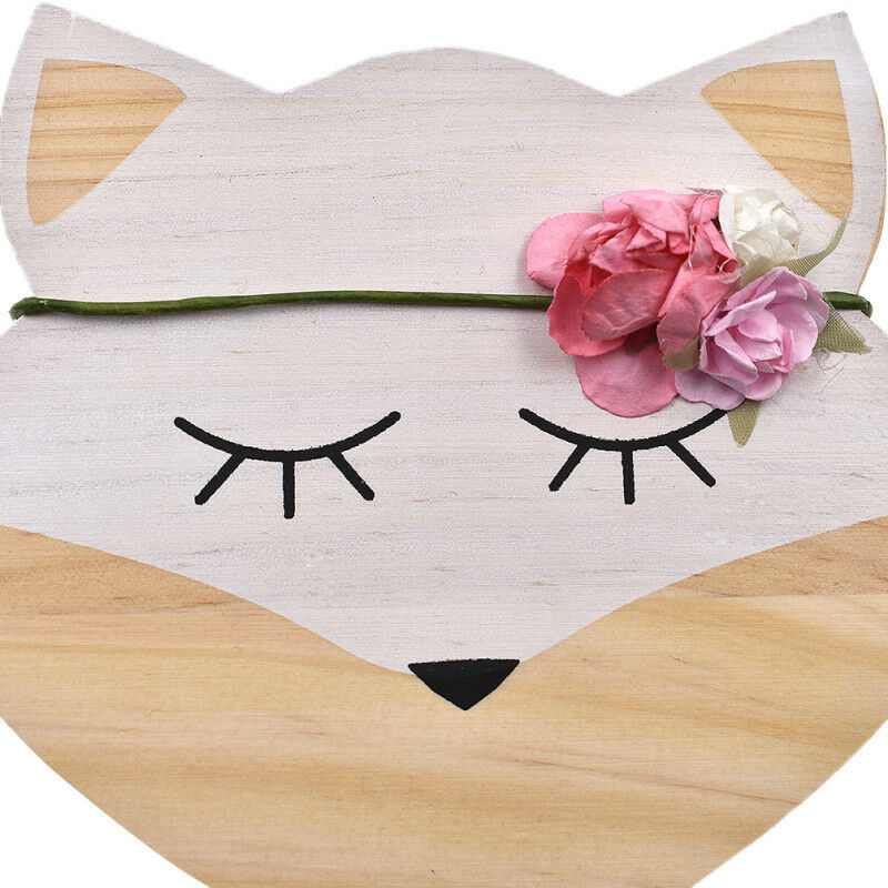 Cute Nordic Sleepy Wooden Fox Home Room Ornament Wall Decor Photography Props