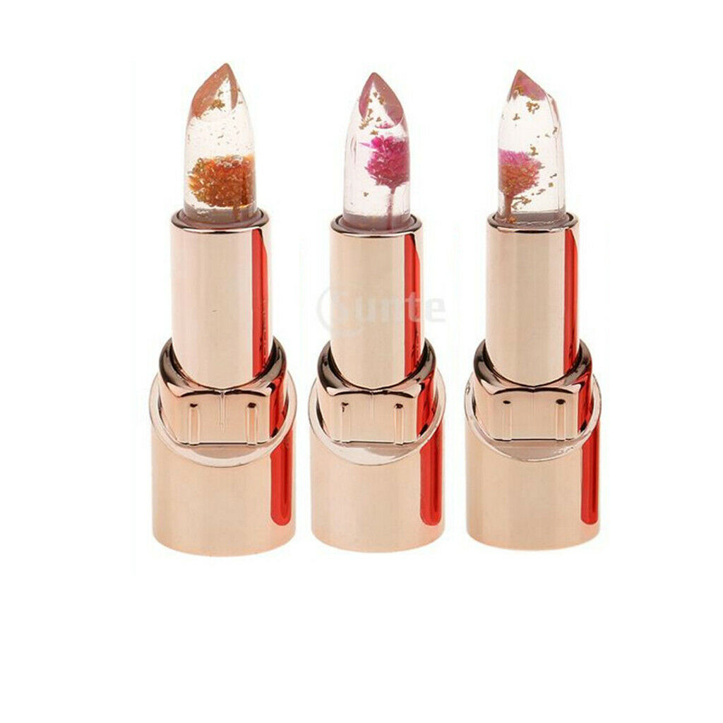3Pcs Flower Jelly Lipstick Magic Color Change+1Pc Dual Color Eyeshadow Stick