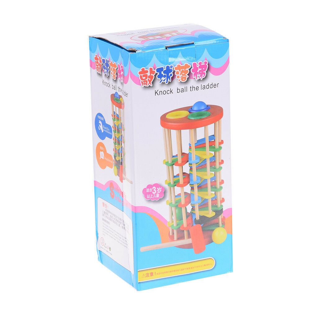 Pound And Roll Wooden Tower With Hammer Knock The Ball Roll Off Ladder KidsTBDA