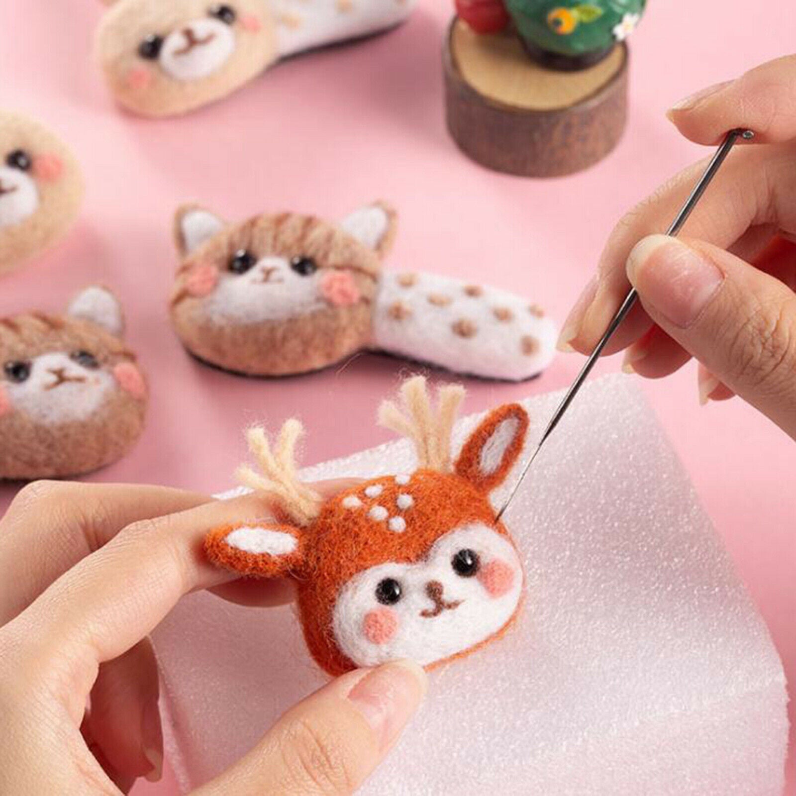 52pcs Needle Felting Kit with Felting Needles Awl Glue Stick Storage Box for