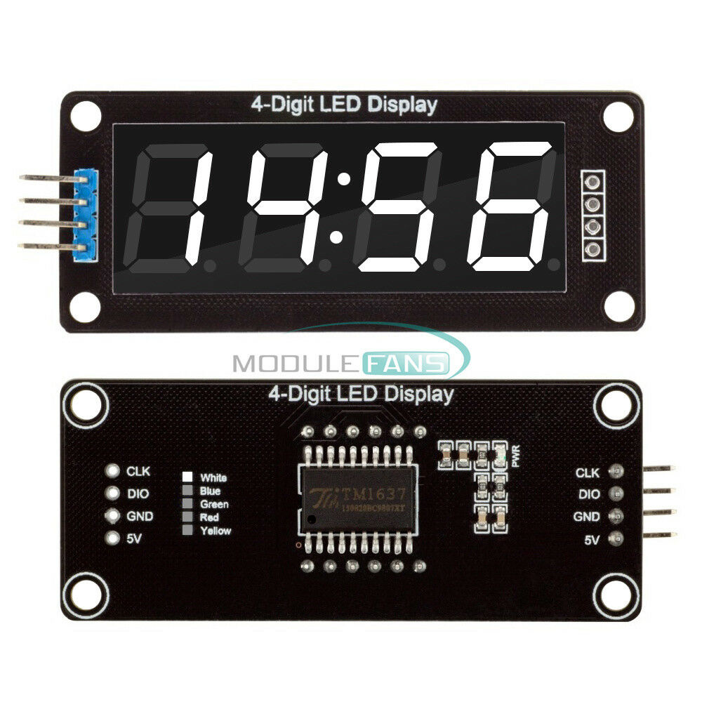 White TM1637 0.56" inch 4-Bits Digital LED Clock Tube Display 5V for Arduino