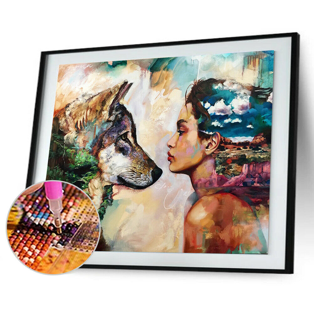Beauty Wolf 5D DIY Full Drill Diamond Painting Embroidery Cross Stitch @