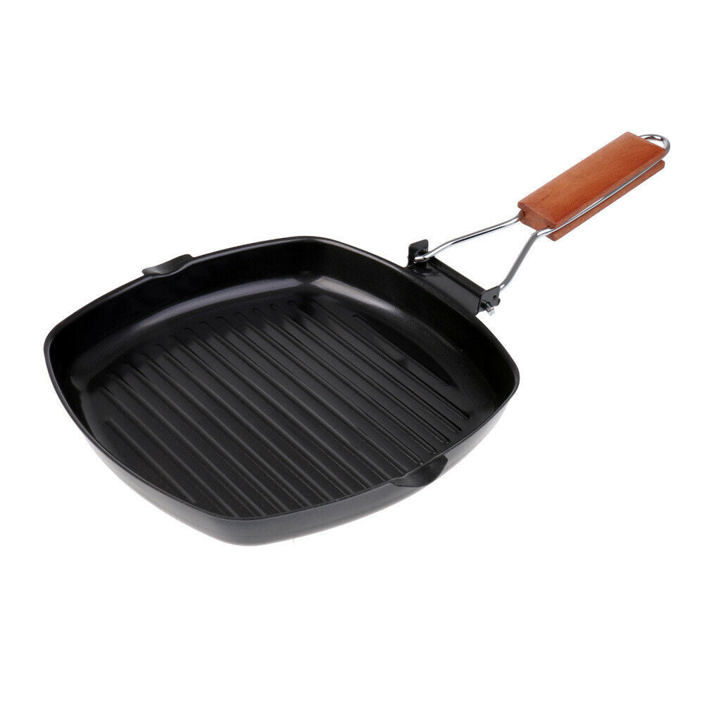 Outdoor Camping BBQ Portable Folding Frying & Grill Non-stick Iron Pan