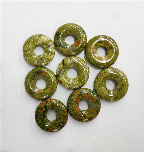 8Pcs 18mm Natural Unakite Jasper Donuts Pendant Bead DIY Jewelry Necklace HH234