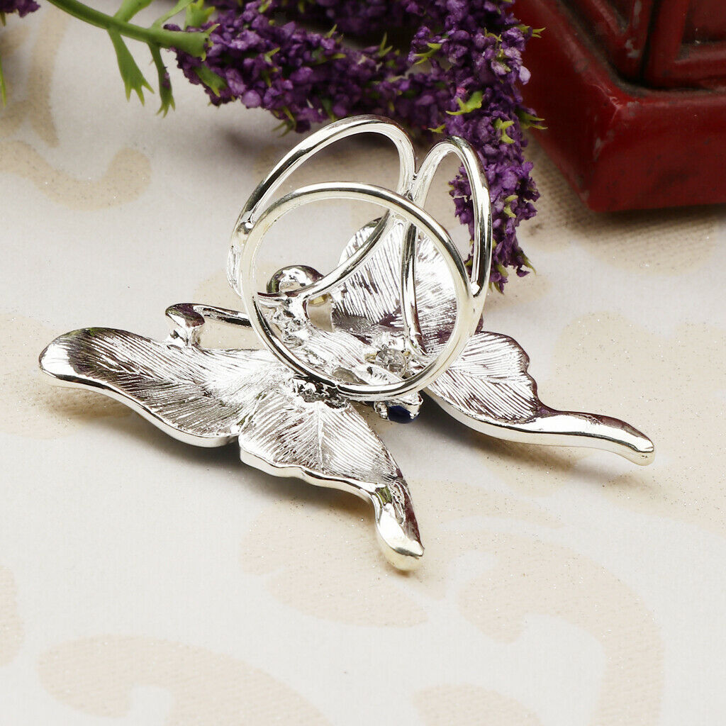 4 Pieces Women's Fashion Enamel Butterfly Rhinestone Scarf Ring Buckle Clip