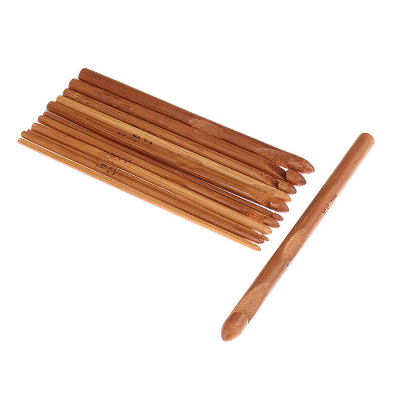 12pcs Bamboo Crochet Hook Set DIY Knitting Needles Household Knitting Too.l8