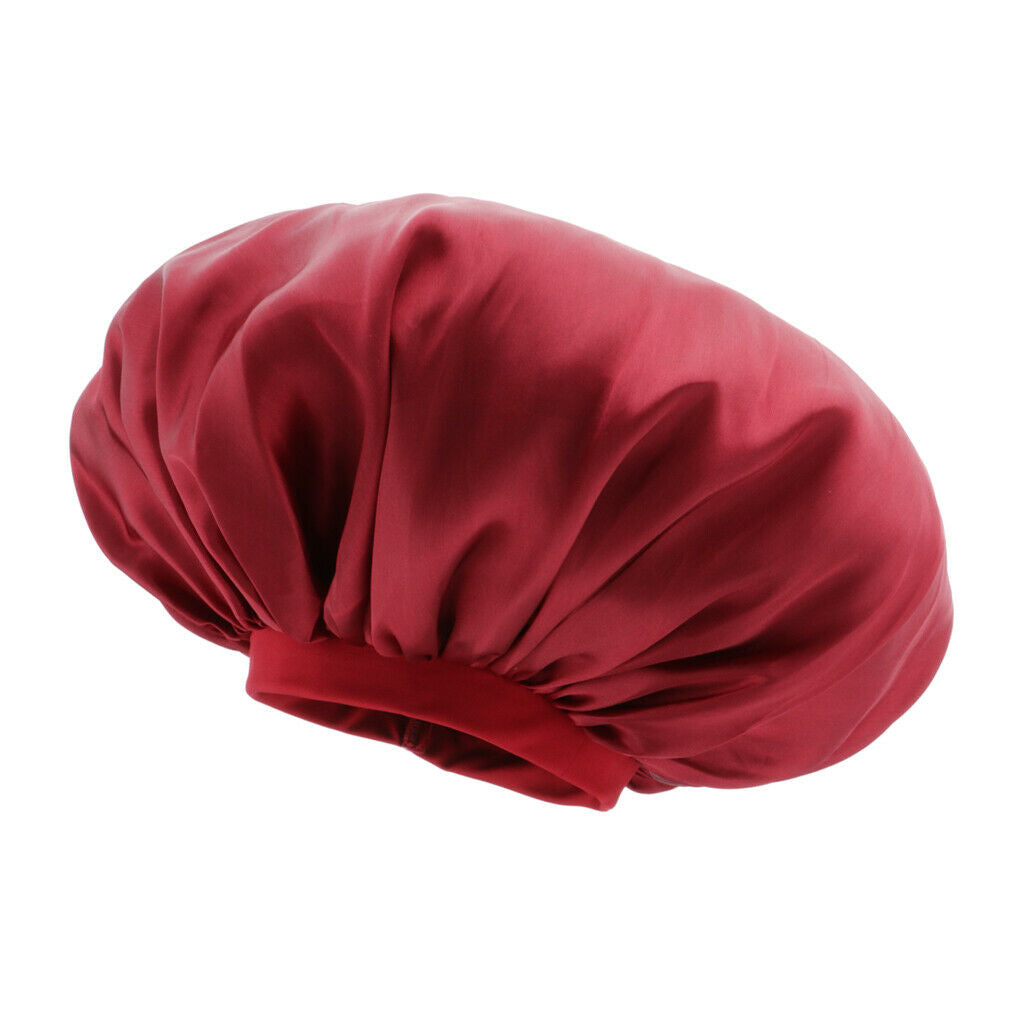 Breathable Satin Silk Bonnet Sleep   Large Wide Band Women Night Hat 2pcs