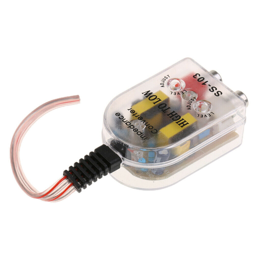 Adjustable 2 RCA Line Convertor Low to High Impedance Amplifier Adaptor