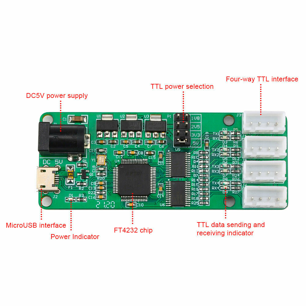 FT4232-4TTL USB to Four-way TTL Module UART Serial Port XH2.54 Interface 4-way