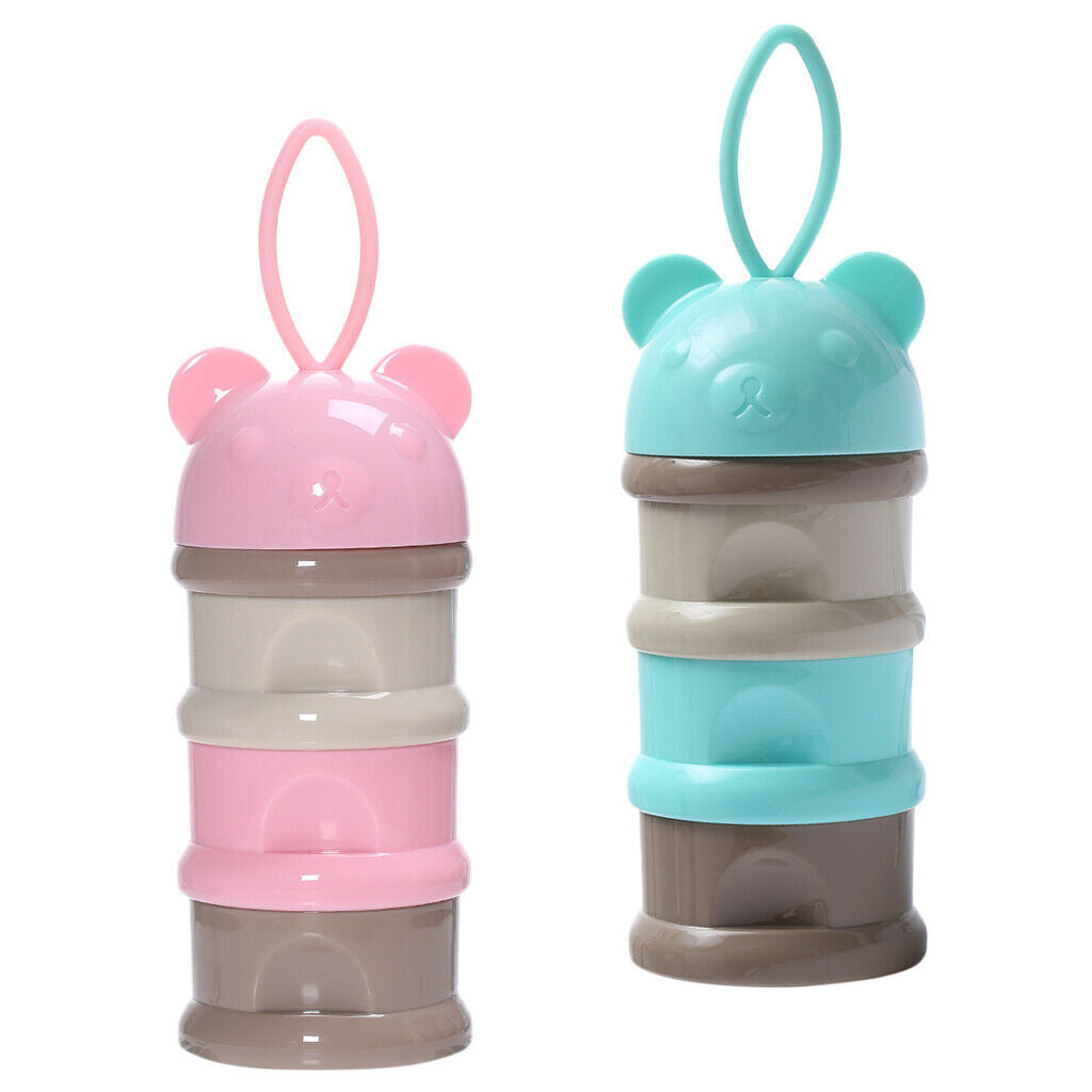 Baby Stackable Formula Dispenser & Snack Containers 3 Layers Non-Spill blue