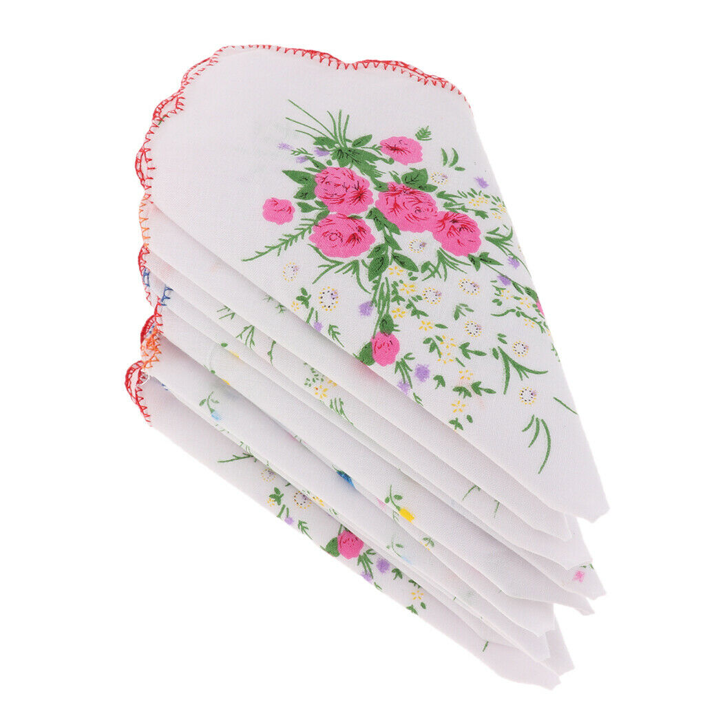 10 pieces women fabric handkerchiefs flowers cotton handkerchiefs