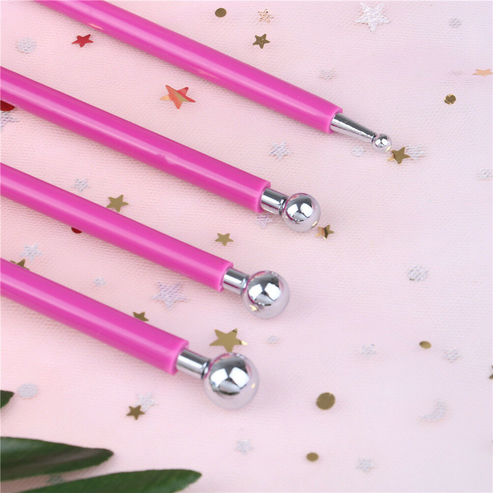 4xFondant Cake Decorating Pen Metal Ball Flowers Sugar Craft Modelling Too.l8