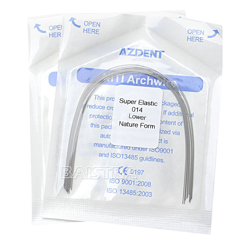 100X AZDental Orthodontic Super Elastic Arch Wire Round 014 Lower Natural Form