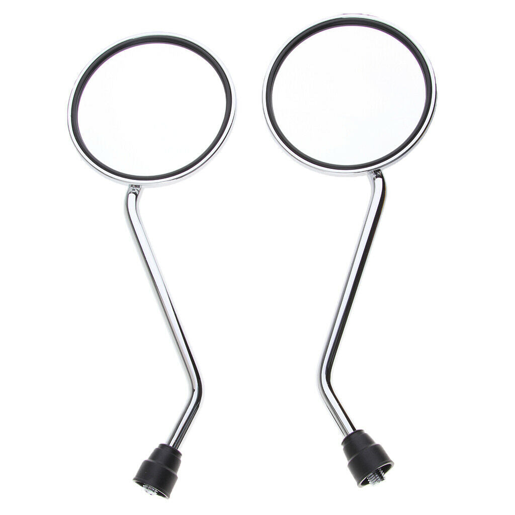 1 Pair Chrome Motorcycle Handlebar Round Rear View Side Mirror 10mm