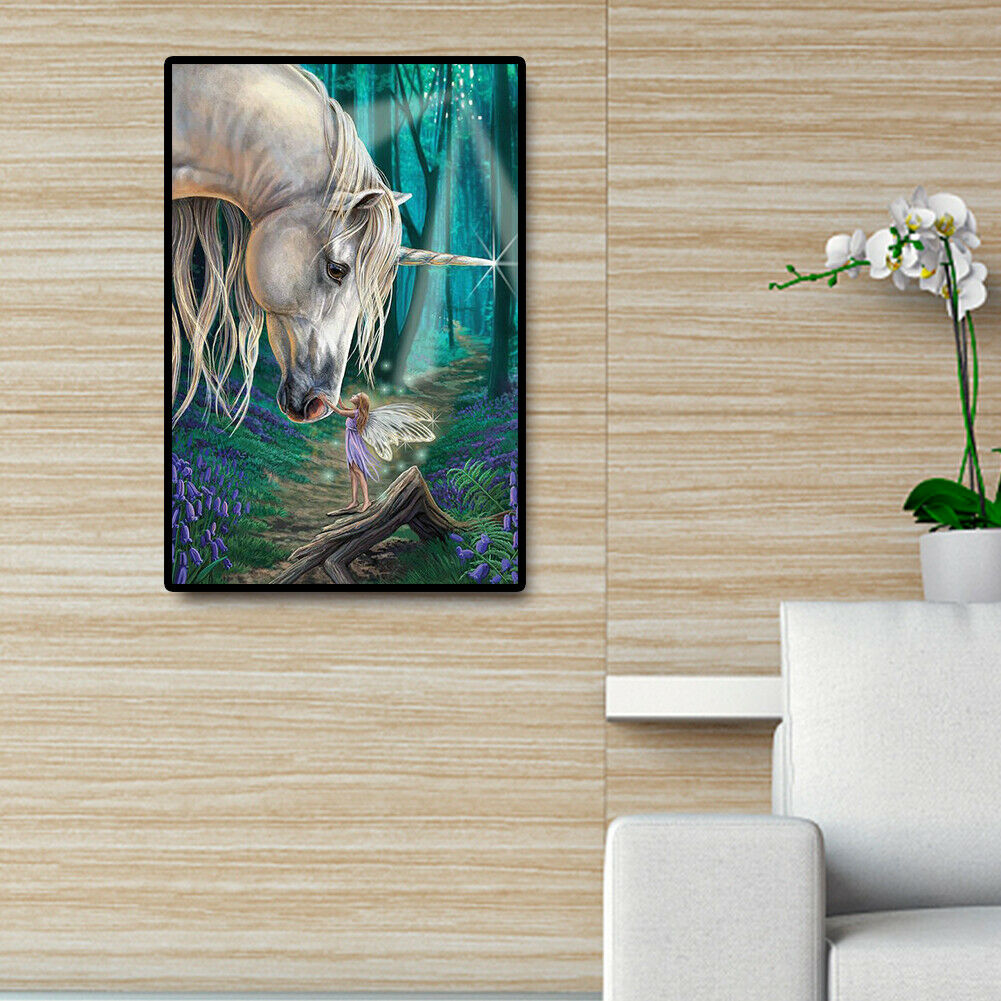 DIY Horse and Elf Cross Stitch 5D Full Round Drill Diamond Painting Crafts @