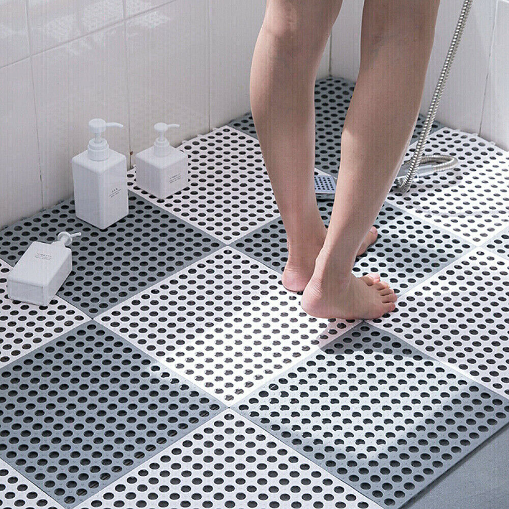 Pack of 6 PVC Bathtub Mat Splicing Hollow Tiles for Bathroom Swimming Pool