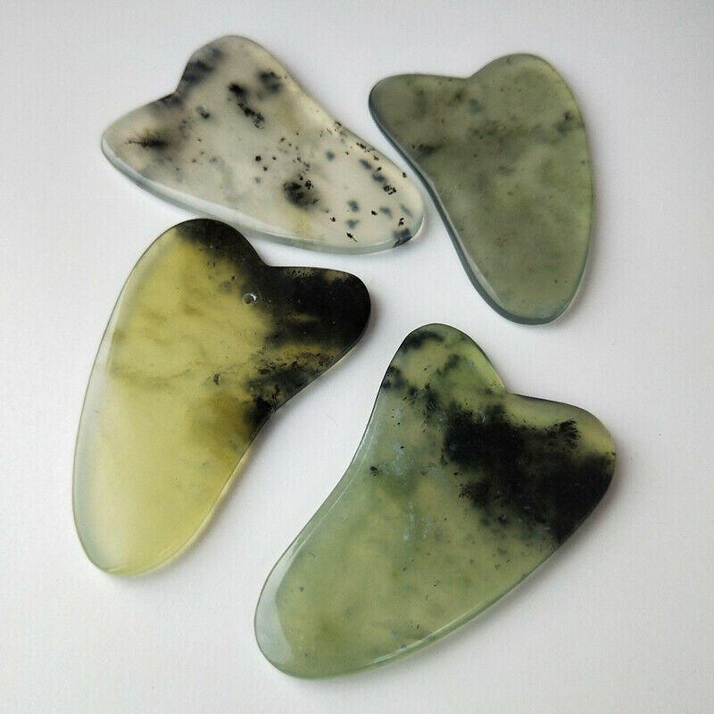 Gua Sha Board Scraper Natural Ink Jade Stone Guasha Massage Tool Care Health Qx