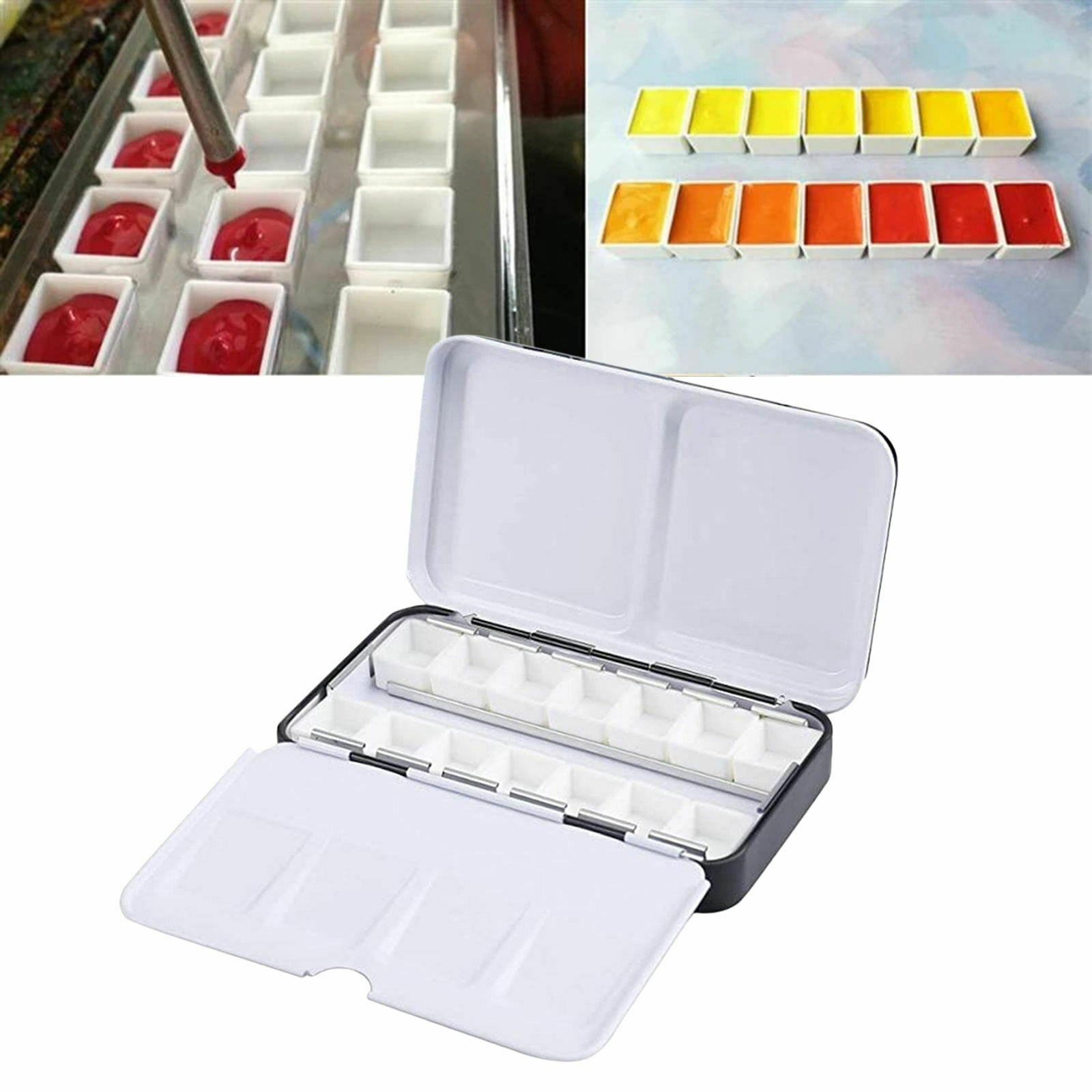Empty Watercolor Palette Tin Box Tabletop Travel Folding Painting Tools