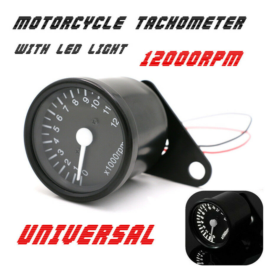 12000RPM Universal LED Motorcycle Tachometer Speedometer RPM Gauge with Bracket