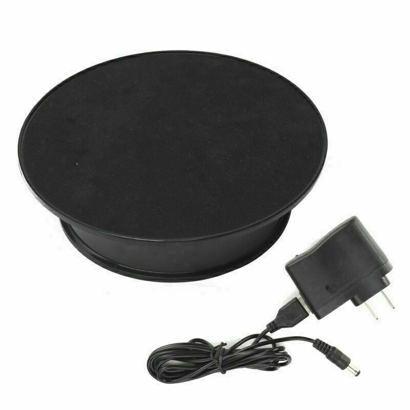 Anti-slip 8'' 360Â° Black Rotating Turntable Display Stand Power By AC & Battery