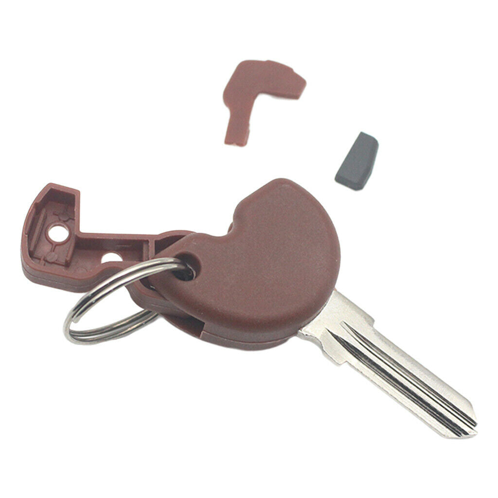 Brown Motorcycle Uncut Blank Key + Transponder Chip Universal For Piaggio