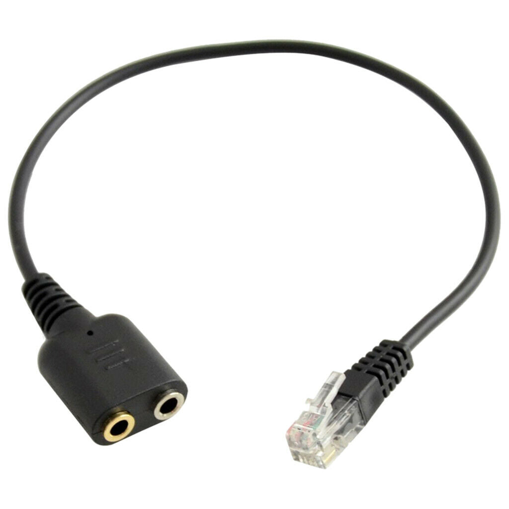 Dual 3.5mm Female to RJ9 Jack Adapter Convertor Headset Telephone Use Cable