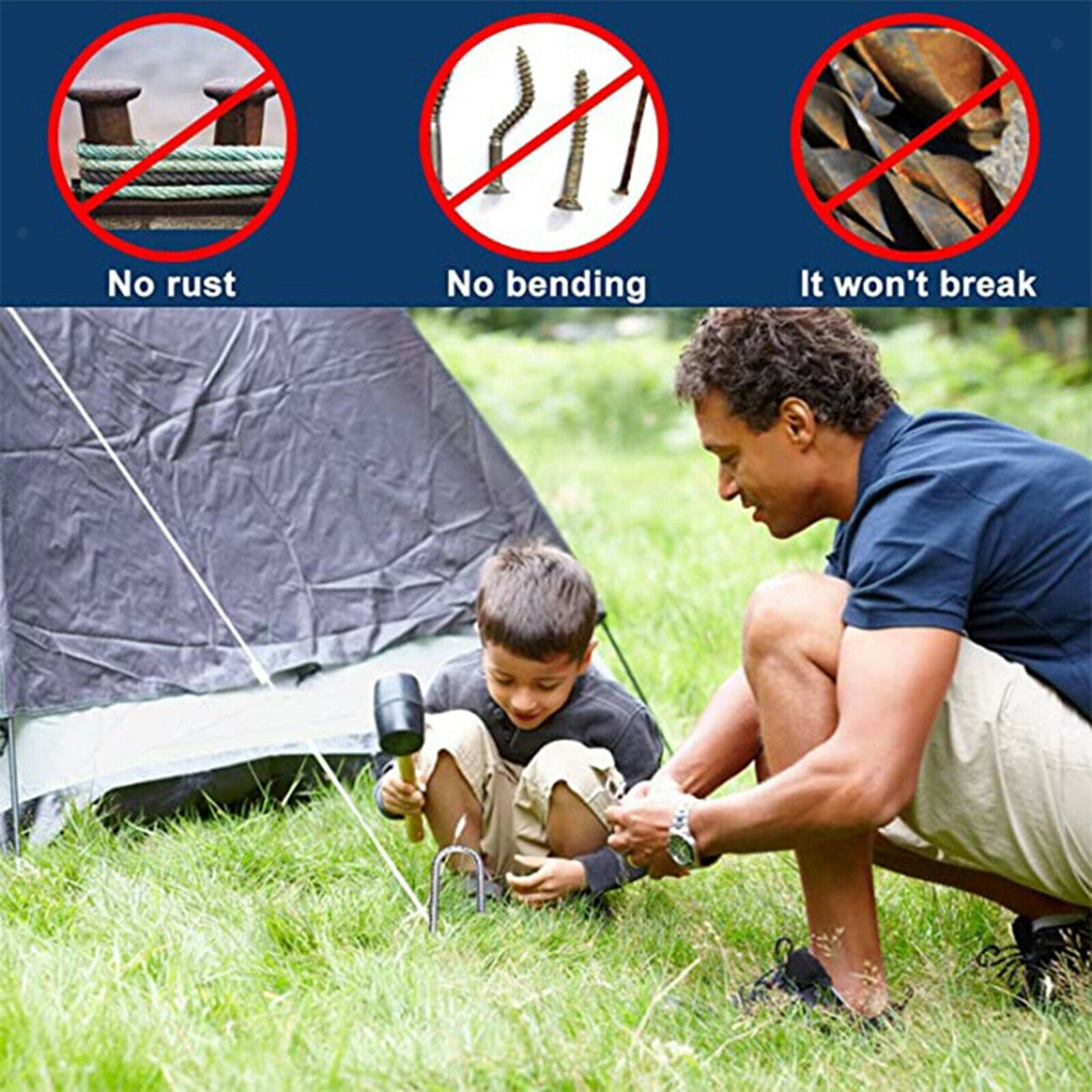 Ground Rebar Stakes Plant Support Tent Pegs Trampoline Wind Anchors Canopies