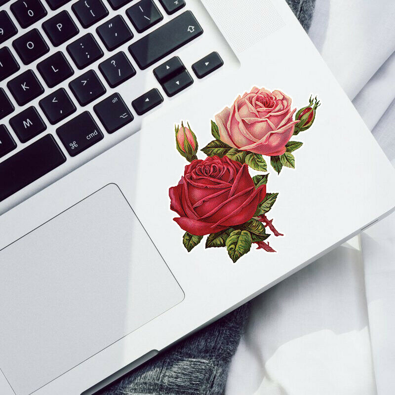 6pcs/set Rose Flower Stickers for Car Luggage Suitcase Laptop Door Wall Decor
