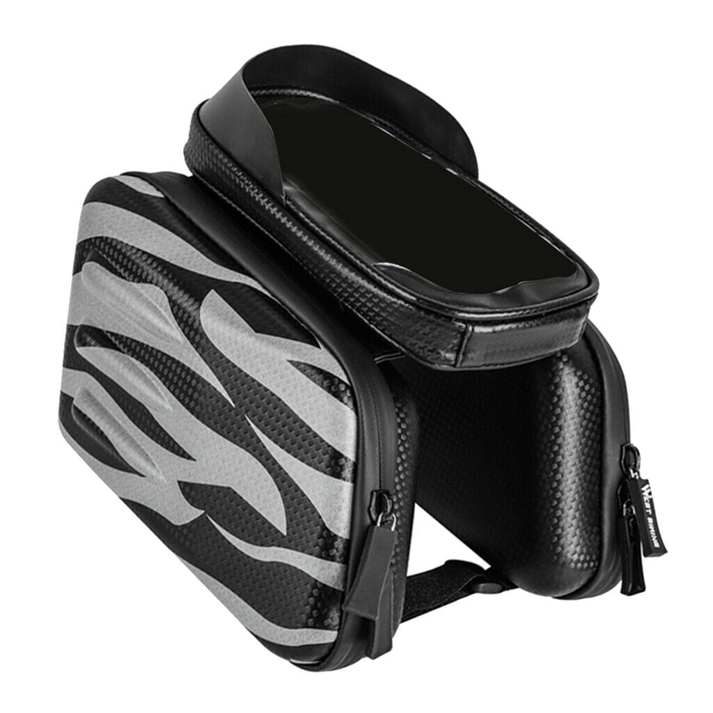 Bicycle Frame Pannier Bike Front Tube Bag Phone Pouch Bag with Screen