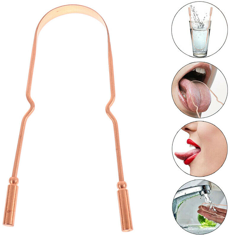 Pure Copper Tongue Scraper Oral Cleaner Brush Fresh Cleaning Hygiene Care.l8
