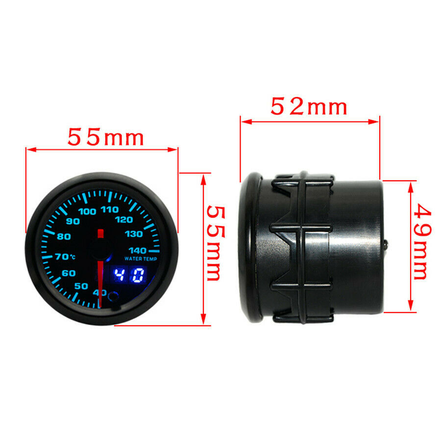 Water Temp Gauge Digital LED Temperature Car Universal Meter 2" 52mm 7 Color