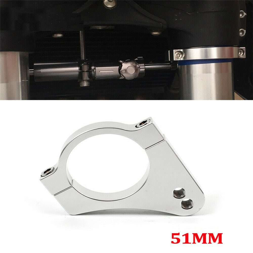 51mm CNC Motorcycle Steering Damper Fork Frame Mounting Clamp Bracket Universal