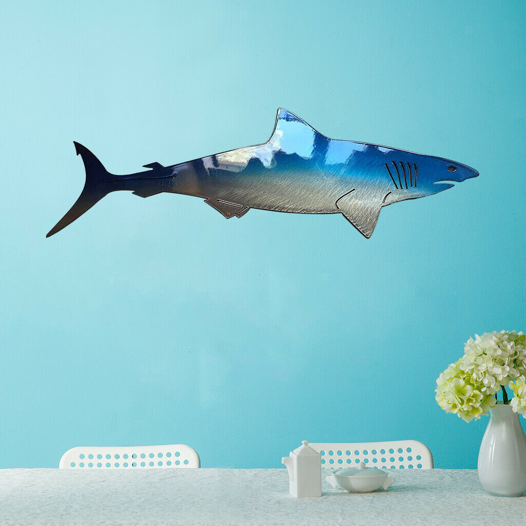 2x Metal Shark Wall Decor Outdoor Hanging Wall Sculpture Home Porch Fence