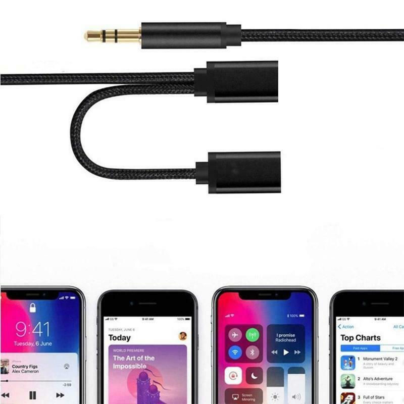 For I5 5S I6 6S I7 3.5mm 2 in 1 Aux Headphone Audio Jack Charger Cable Adapter