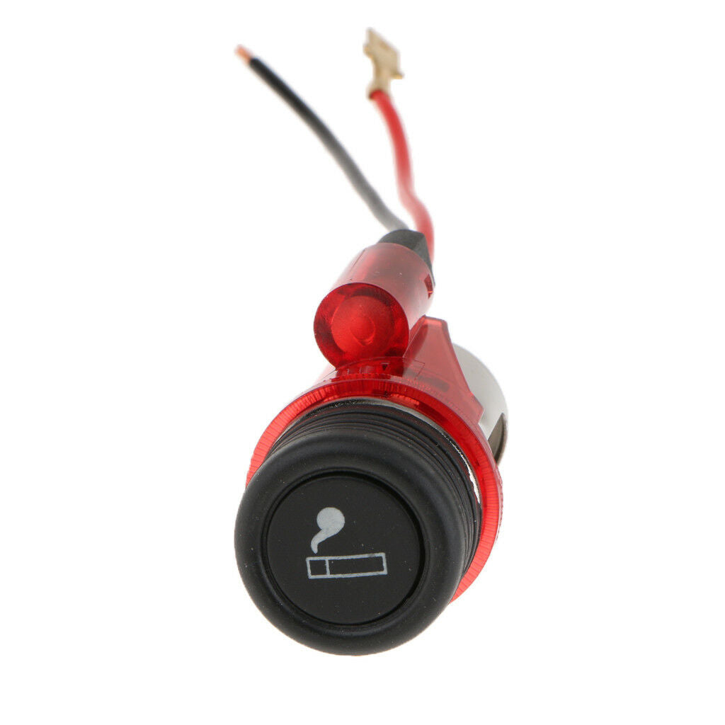Car Cigarette Lighter Socket 12V Power Plug With Light Dia 28mm Red