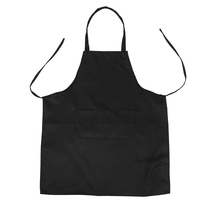 Unisex 2 Pocket Black Kitchen Apron Bib, One Size in Medium W3U2U2